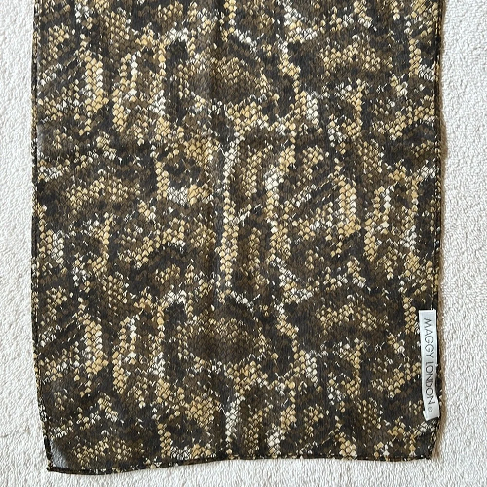 Maggy London Brown and Tan Snake Print Scarf - Picture 7 of 11